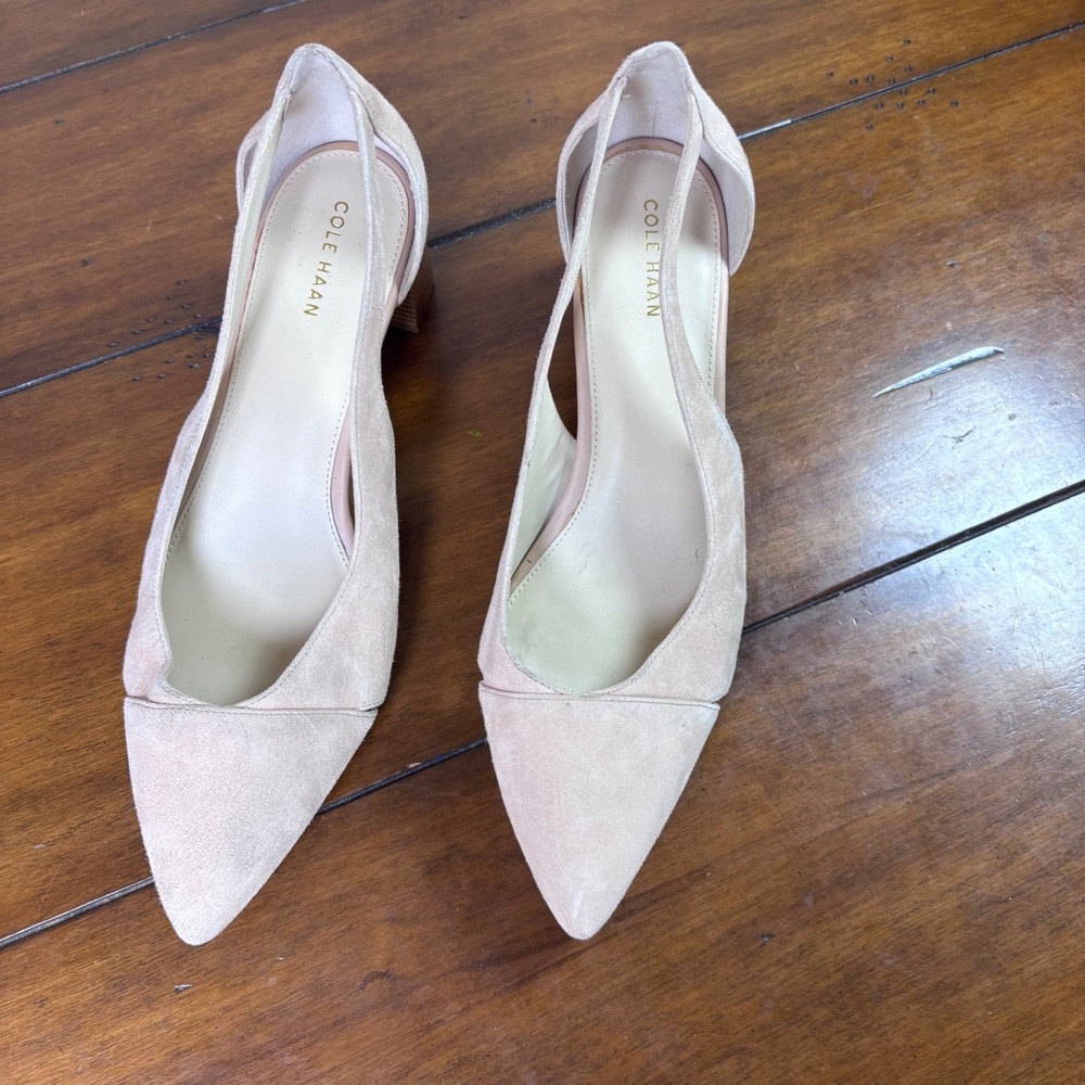 Cole Haan Grand 360 Pumps Womens 10B Blush Beige Suede Block Heel d'Orsay Heels - Picture 6 of 6